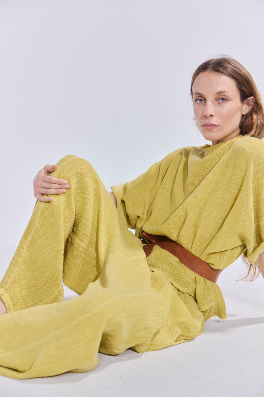 Pantalón Tendu Lino Amarillo