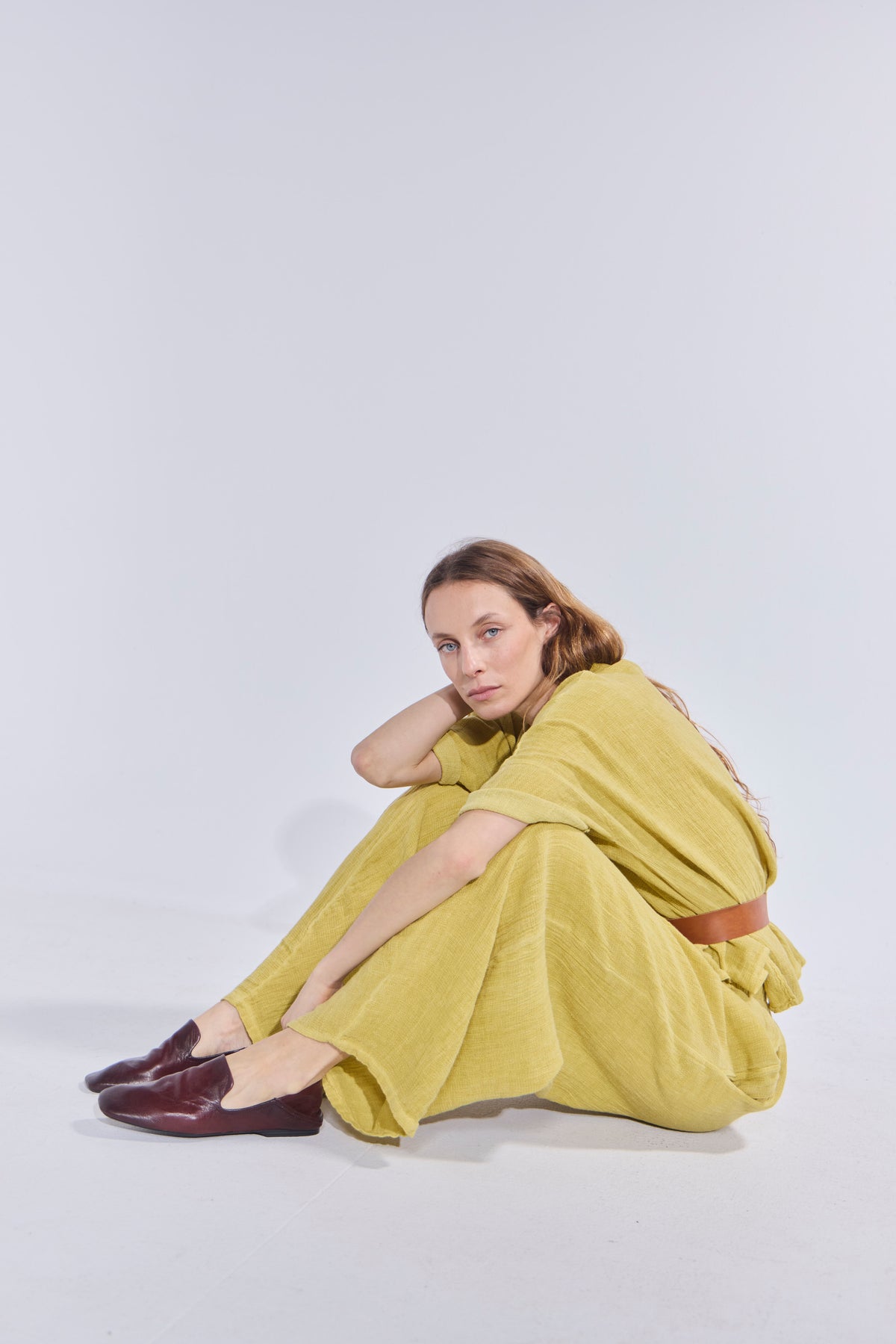 Pantalón Tendu Lino Amarillo