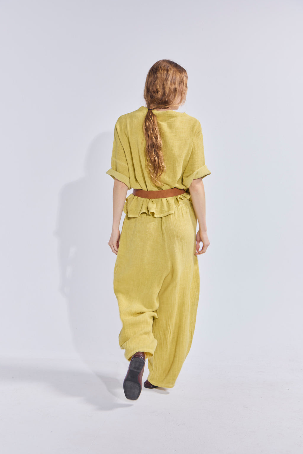 Pantalón Tendu Lino Amarillo