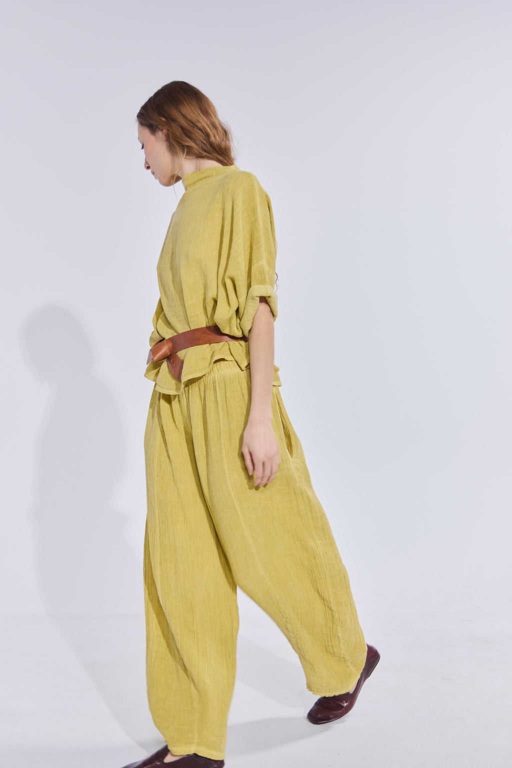 Pantalón Tendu Lino Amarillo