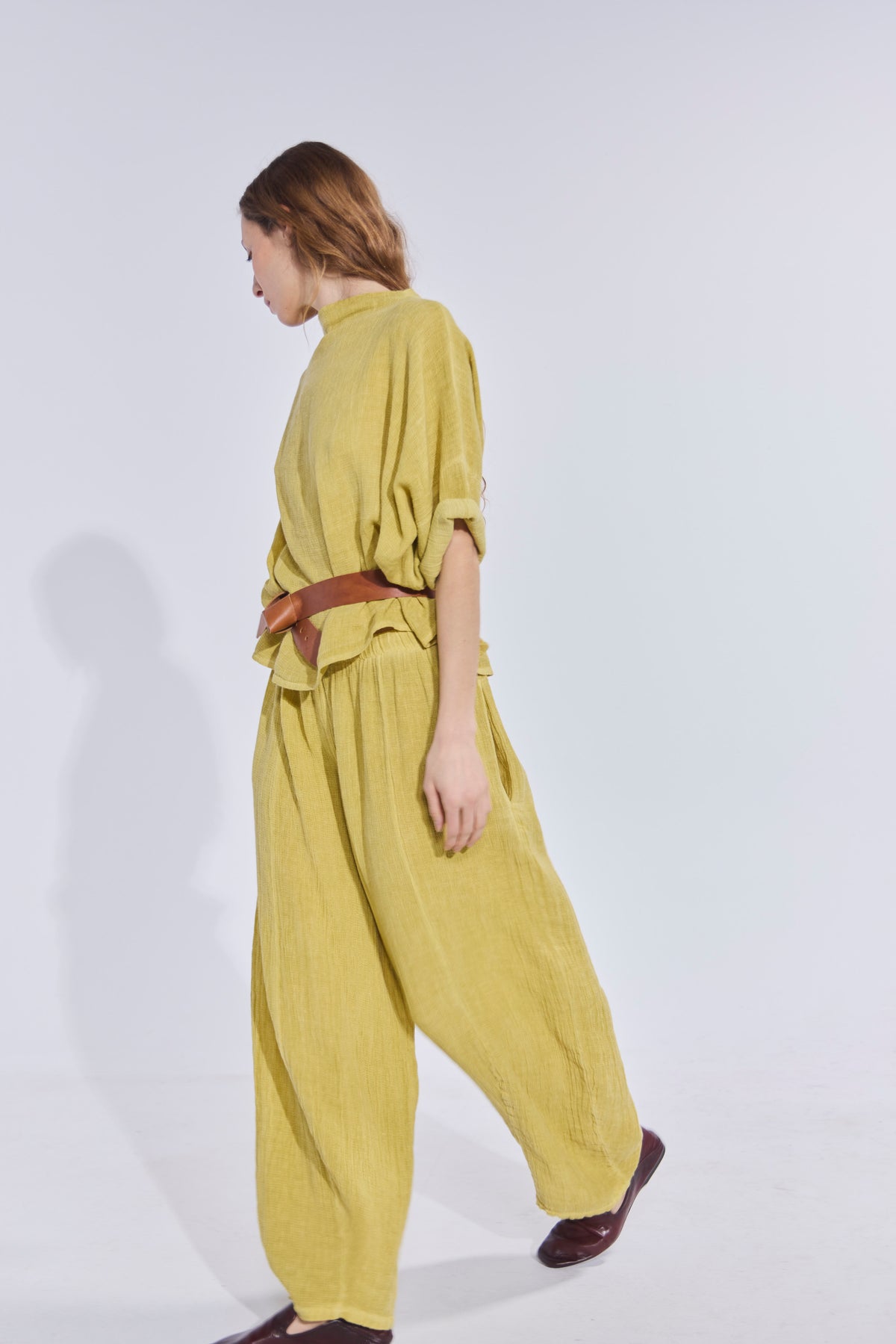Pantalón Tendu Lino Amarillo