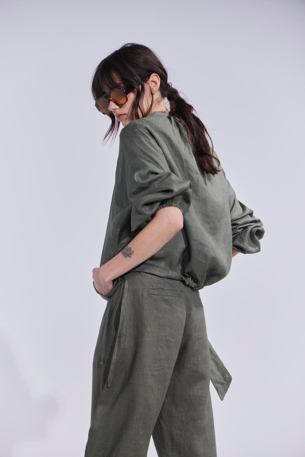 Chaqueta Bomber Embruas 100% Lino Verde