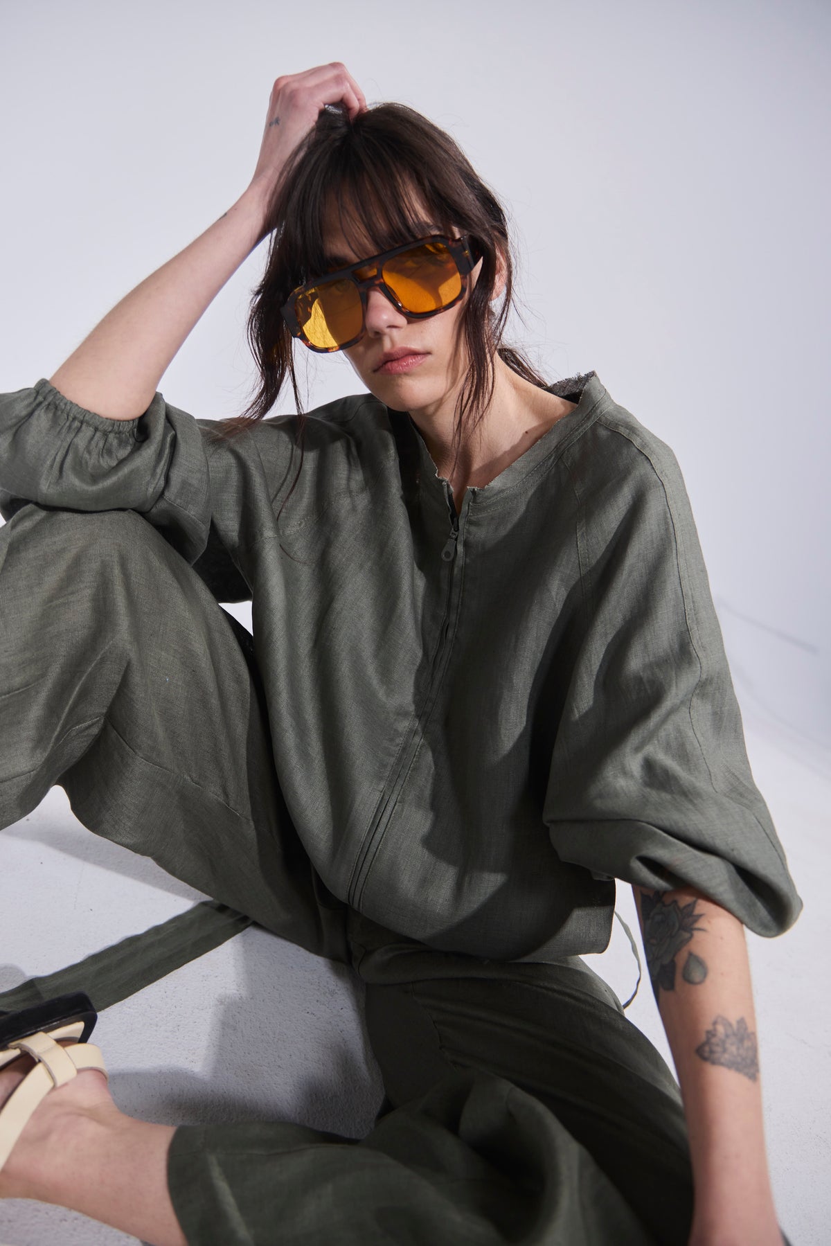 Chaqueta Bomber Embruas 100% Lino Verde