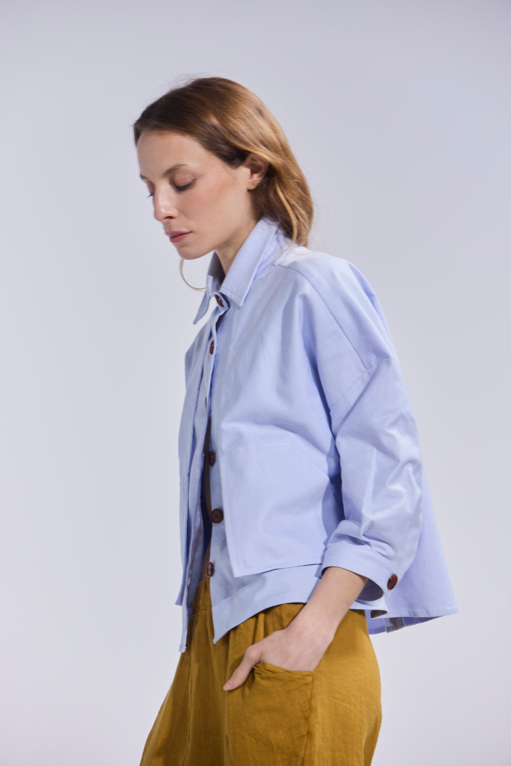 Sobrecamisa Delie Algodón Celeste Cielo