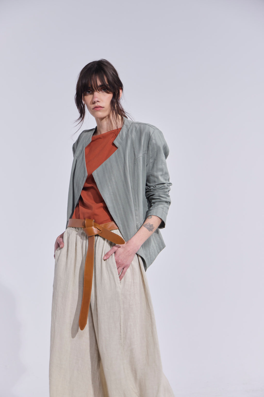 Pantalón Froisse 100% Lino Beige