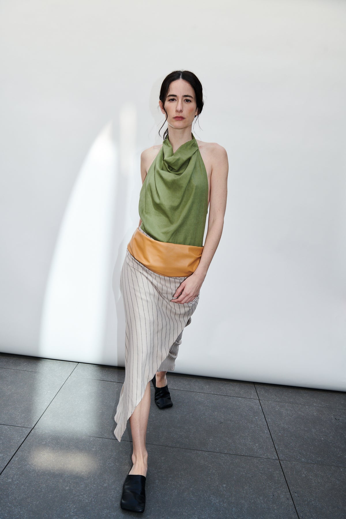 Falda Barut Lino Listado Beige