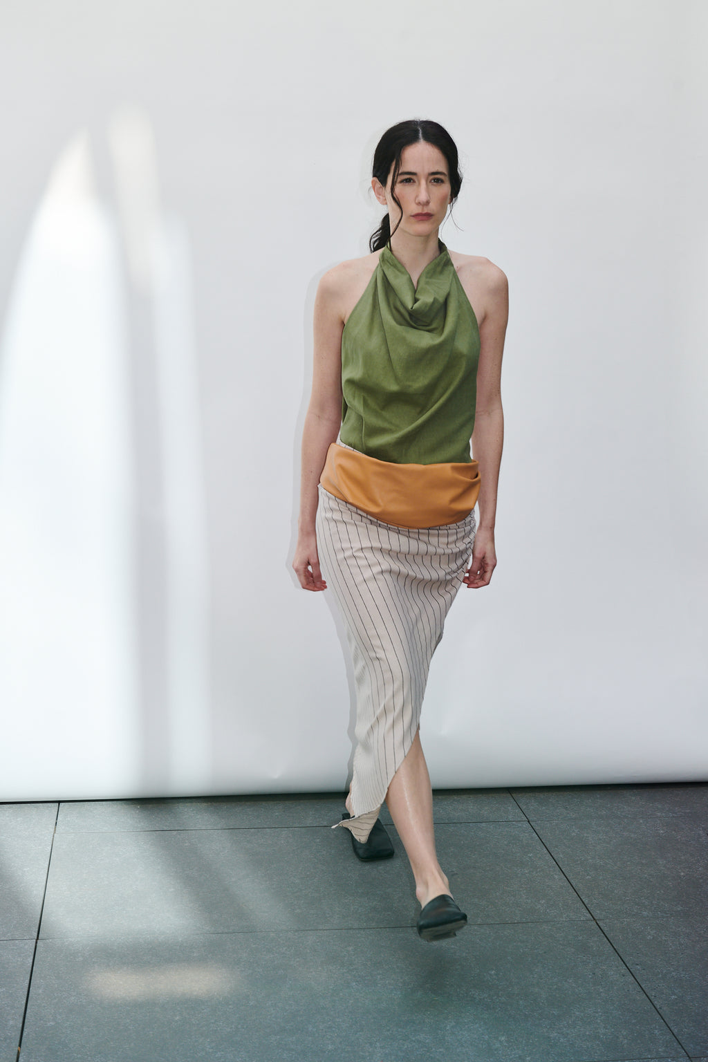 Falda Barut Lino Listado Beige