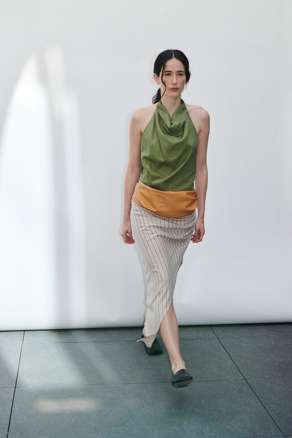 Falda Barut Lino Listado Beige
