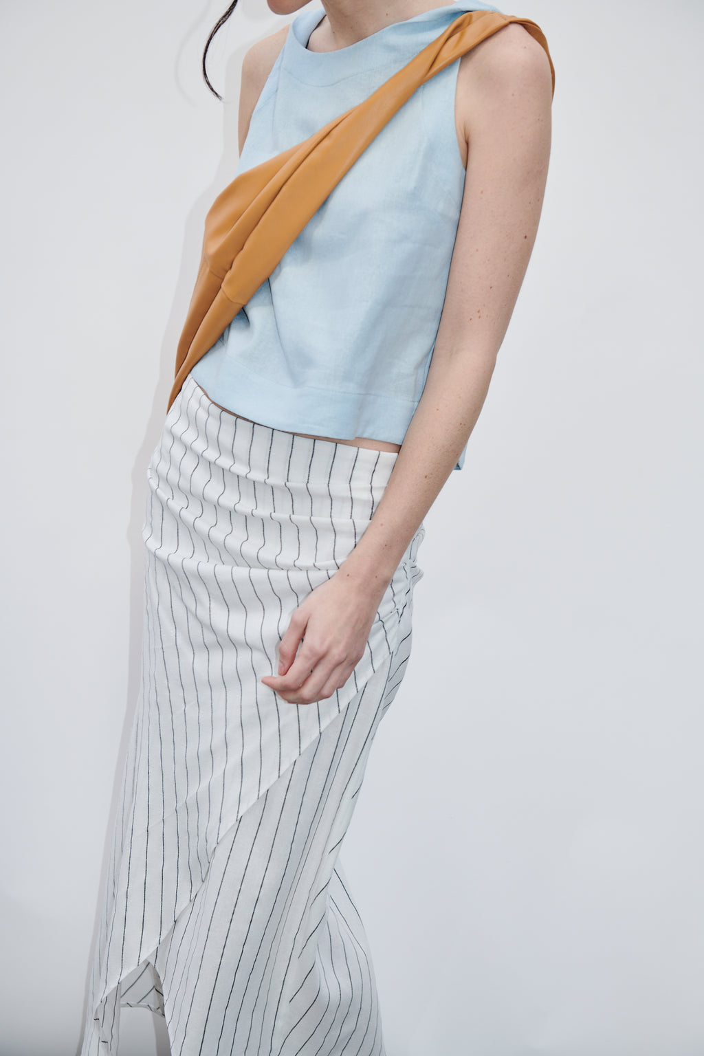 Falda Barut Lino Listado Blanco