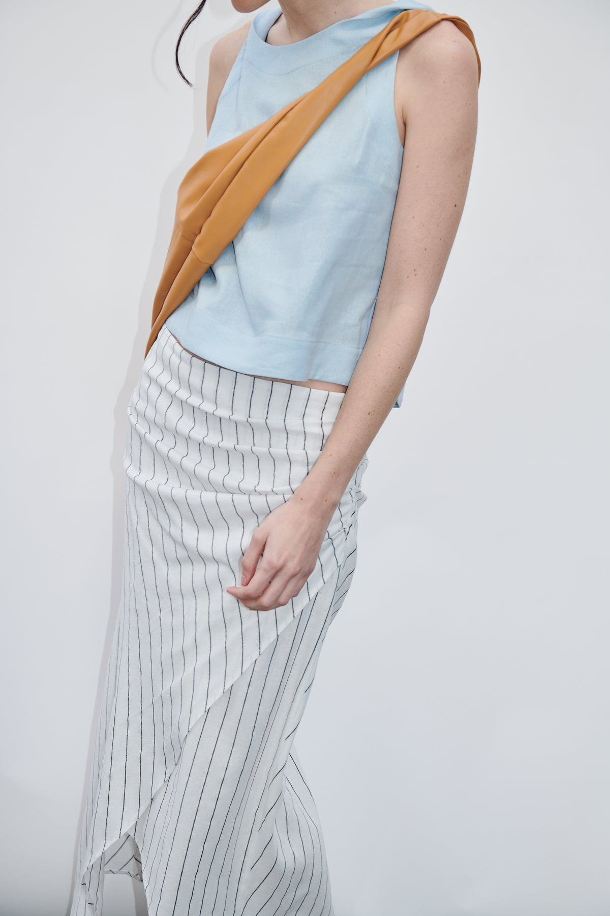 Falda Barut Lino Listado Blanco