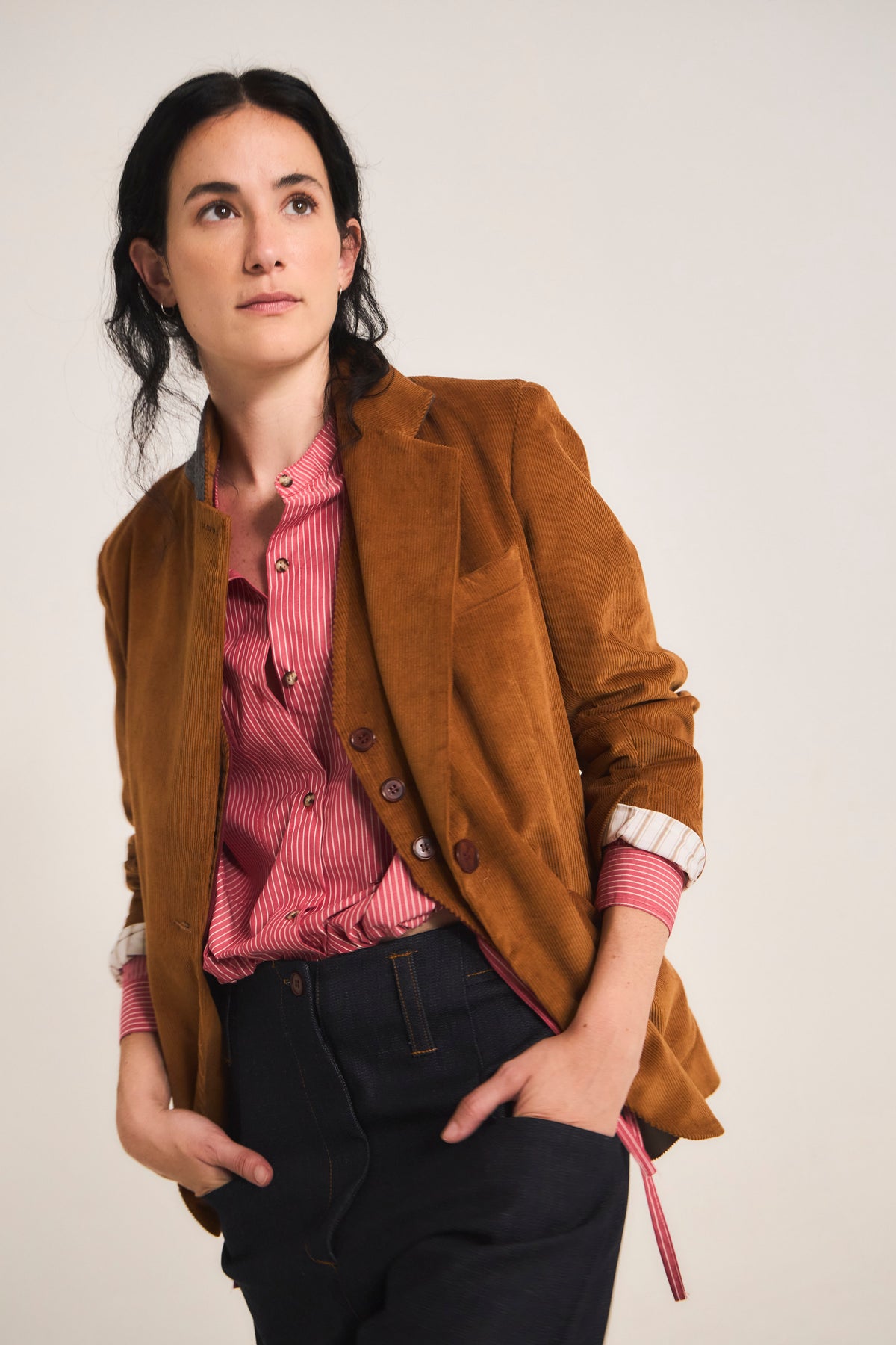 Blazer Mirarge Cotelé Camel