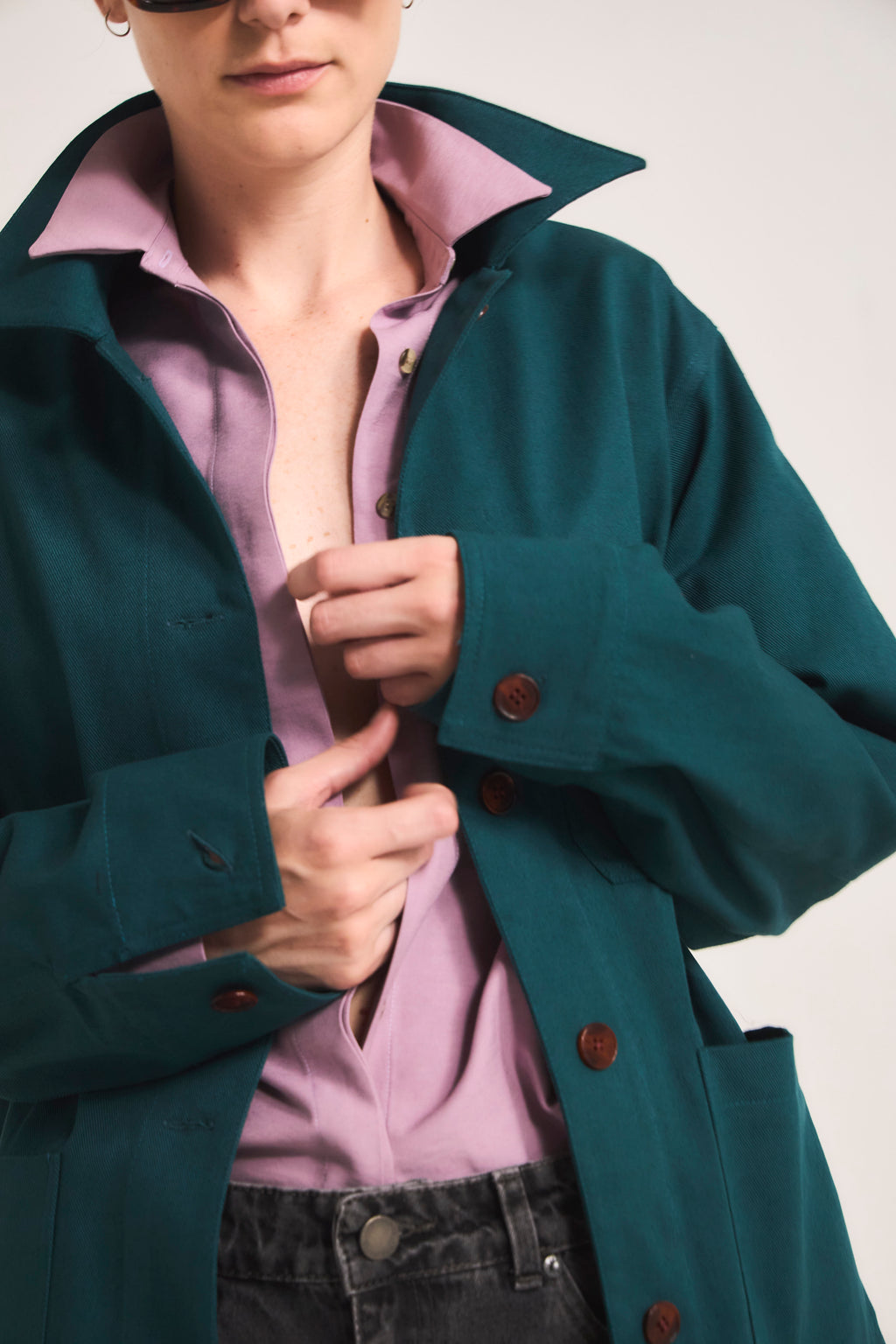 Chaqueta Casbah 100% Algodón Verde Petróleo