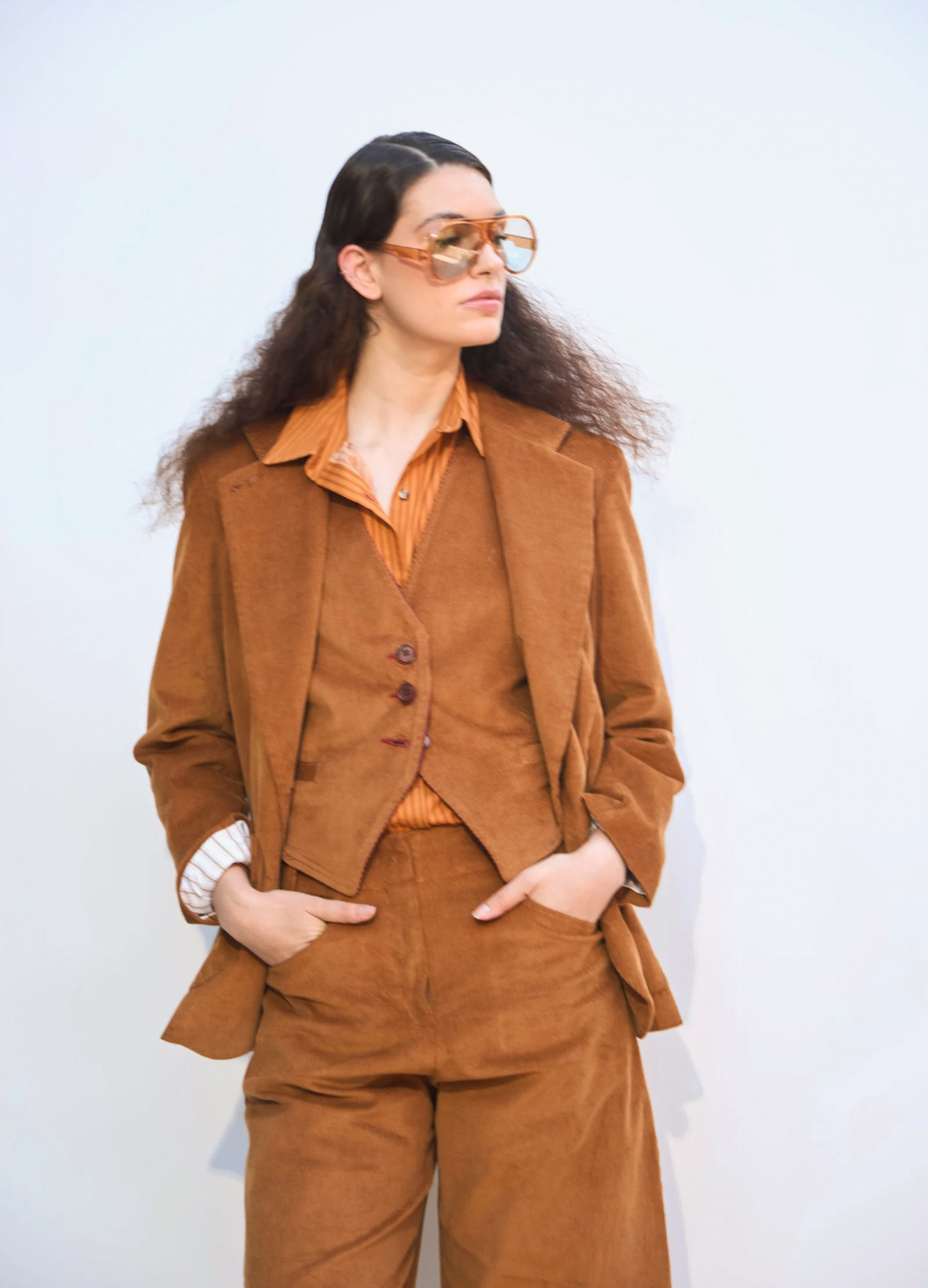Gilet Reversible Kingstone Cotelé Camel/Burdeo