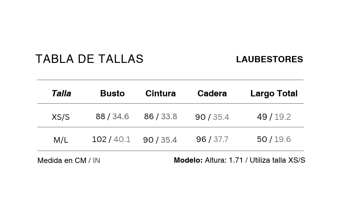 Tabla de tallas