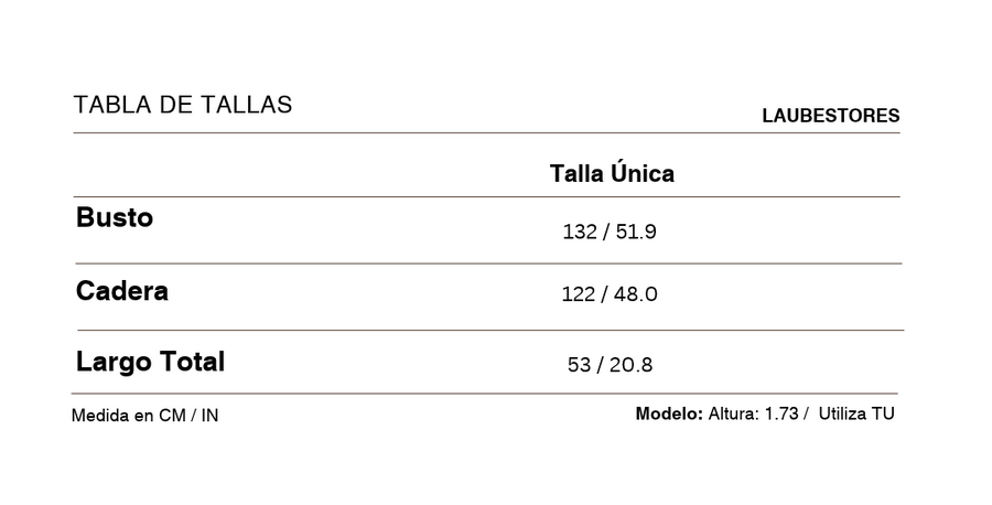 Tabla de tallas Blusa Sel Bla 100% Algodón Escocés Azul