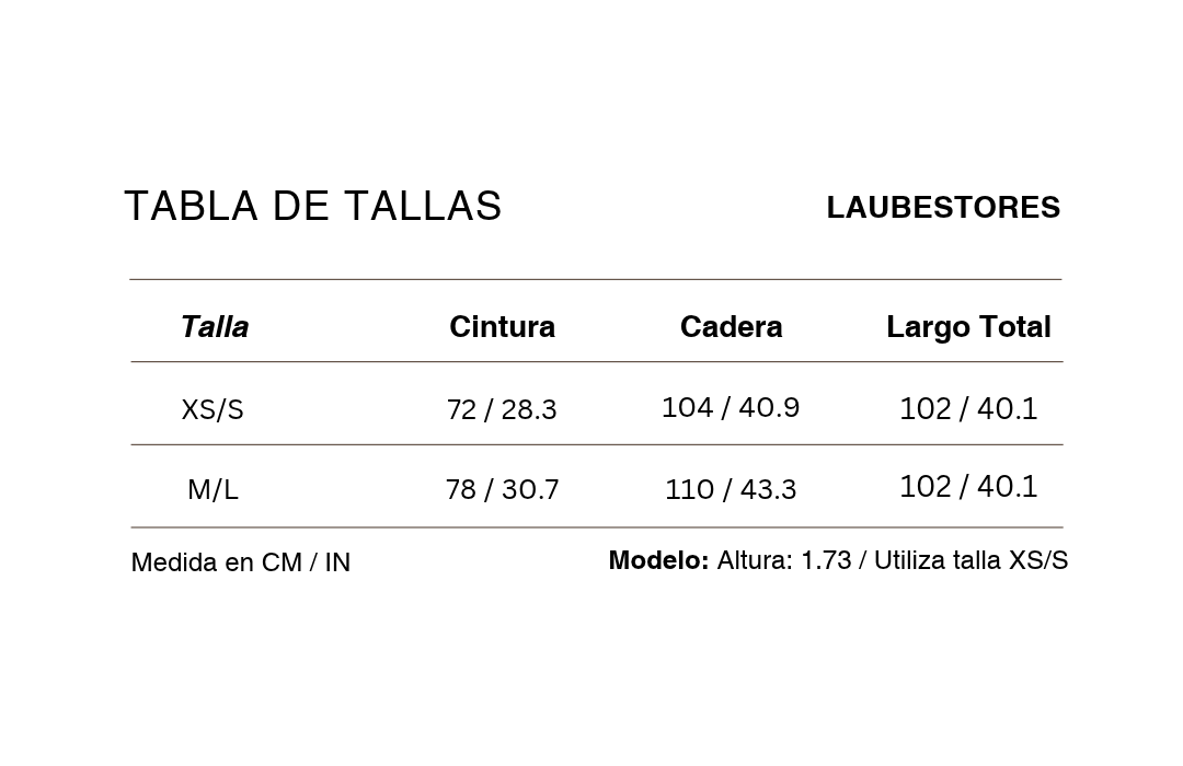 Tabla de tallas