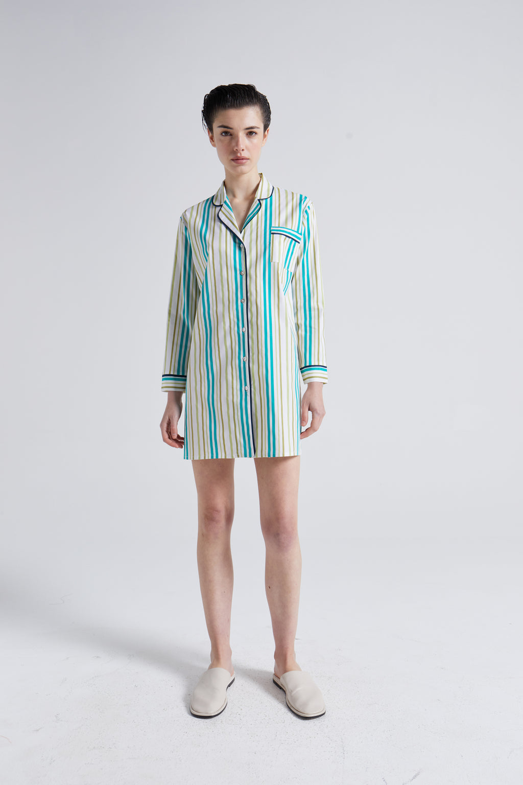 Arya Green Striped Nightshirt